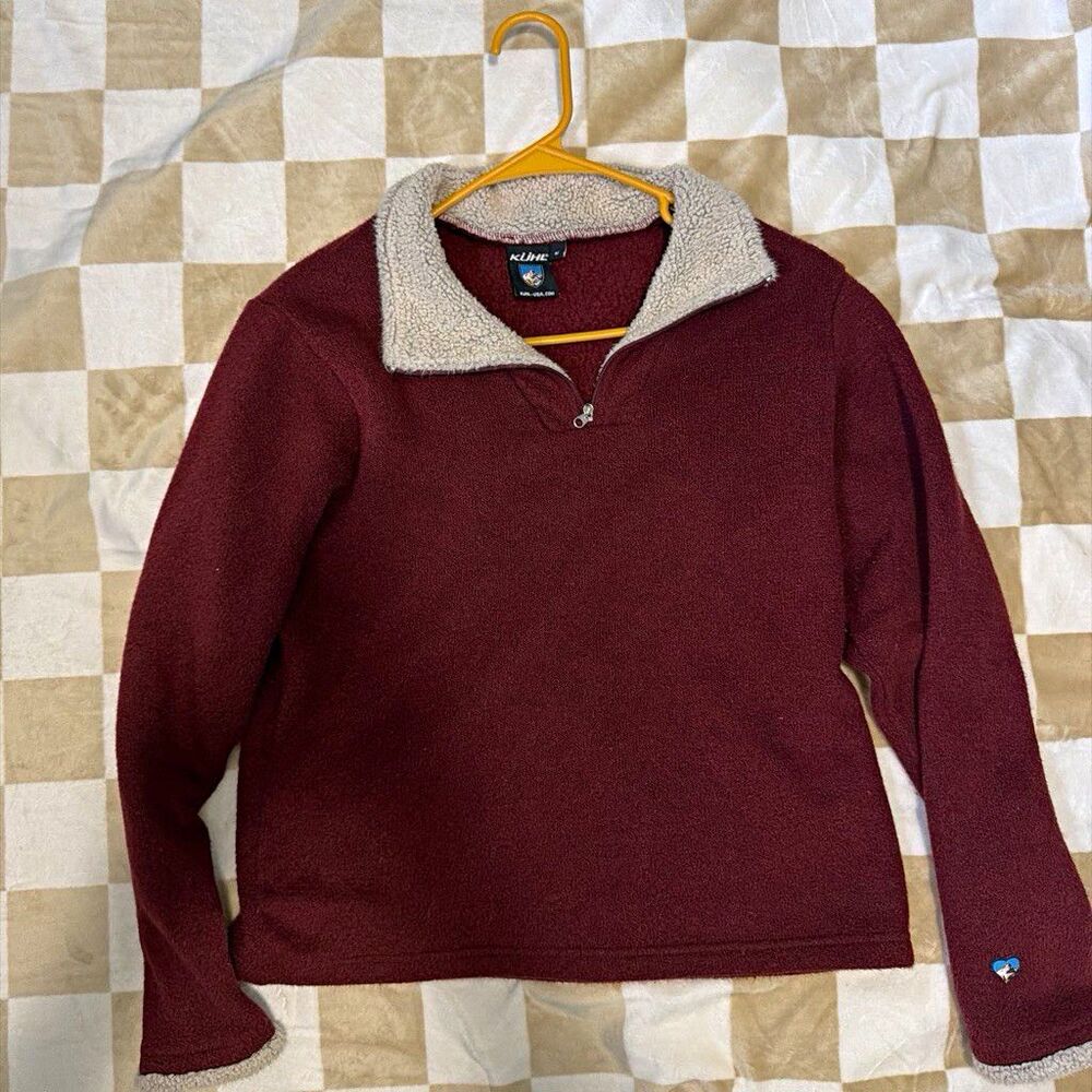 Kuhl Women's Burgundy Fleece 1/4 Zip Collared Pullover Sweater Size M